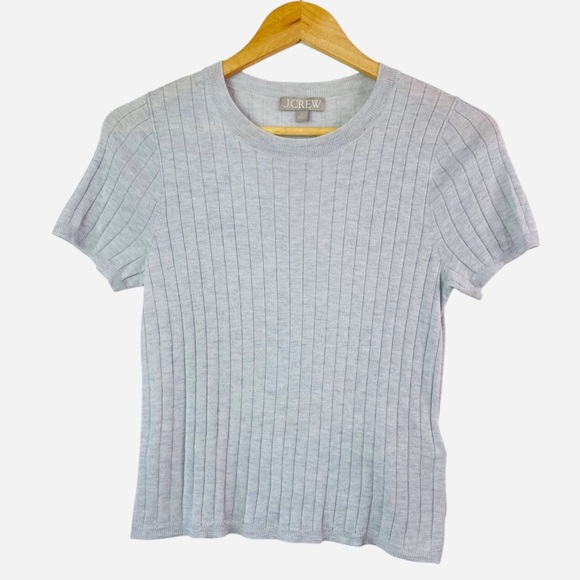 J.CREW 2023 Women’s Gray Silk-Cashmere Blend Ribbed Cropped T-Shirt Size Small - Picture 3 of 14